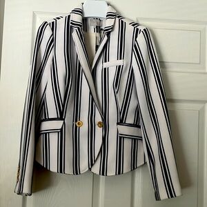 Navy and white striped blazer